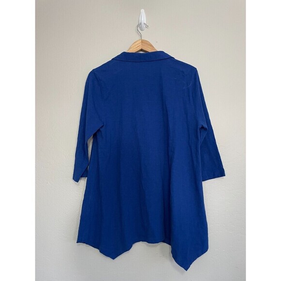 Soft Surroundings Womans Button Up Top Sz L Boho Artsy Sharkbite Hem 3/4 sleeve - Picture 7 of 14